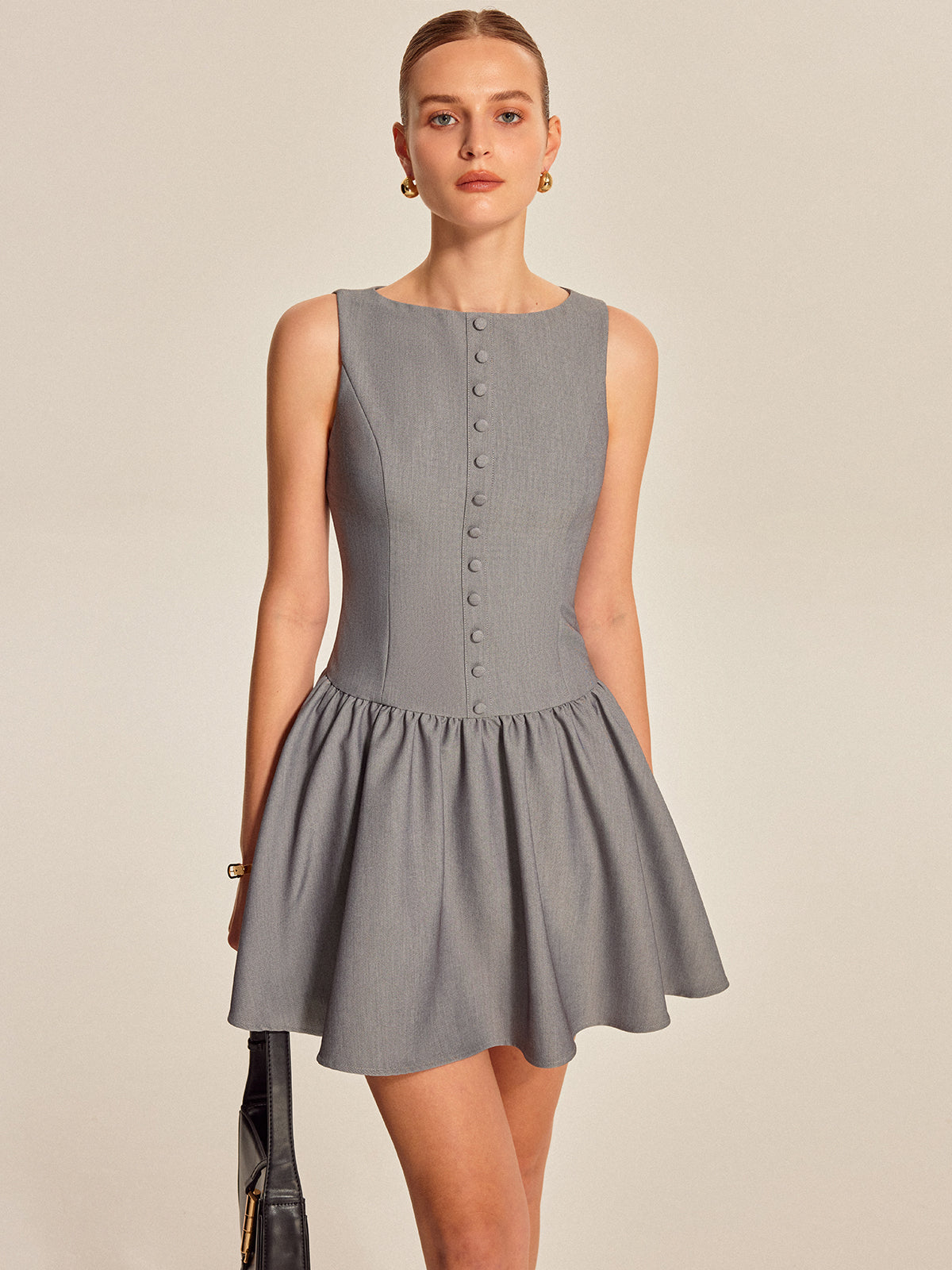 Women’s Sleeveless Crew Neck Mini Dress — Plain Elegant Short Dress for Work, Party & Casual Wear with Invisible Zipper