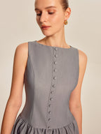 Women’s Sleeveless Crew Neck Mini Dress — Plain Elegant Short Dress for Work, Party & Casual Wear with Invisible Zipper