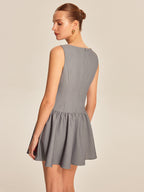 Women’s Sleeveless Crew Neck Mini Dress — Plain Elegant Short Dress for Work, Party & Casual Wear with Invisible Zipper