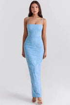 Isabella Lace Maxi Dress for Women – Romantic Floral Lace Sweetheart Neck Evening Gown