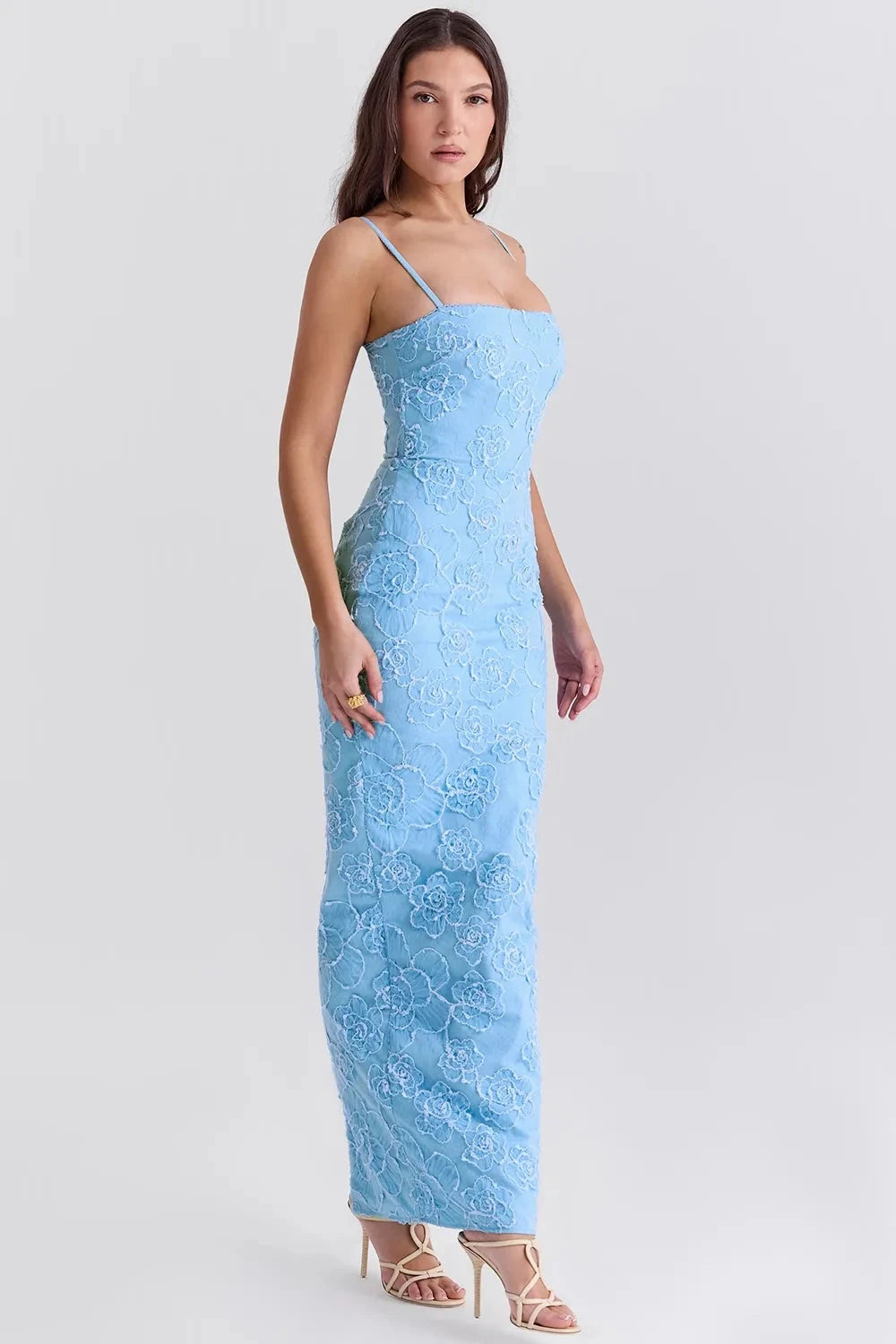 Isabella Lace Maxi Dress for Women – Romantic Floral Lace Sweetheart Neck Evening Gown