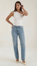 Carol One Shoulder Top — Women’s Asymmetrical Draped Sleeve Stretch Elegant Fitted Casual Evening Top