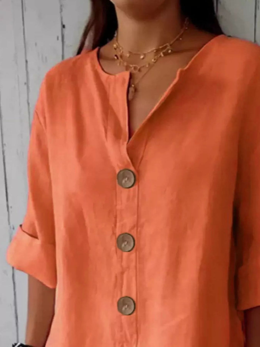 Women’s Buttoned Short Sleeve Top – Polyester Spandex Casual Everyday Blouse