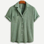 Men’s Waffle Knit Button Down Shirt – Textured Long Sleeve Casual Shirt for Everyday Wear, Smart Casual & Layering Essential Top