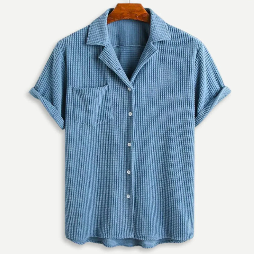 Men’s Waffle Knit Button Down Shirt – Textured Long Sleeve Casual Shirt for Everyday Wear, Smart Casual & Layering Essential Top