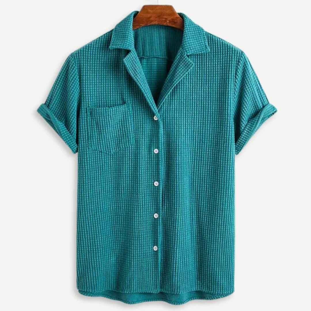 Men’s Waffle Knit Button Down Shirt – Textured Long Sleeve Casual Shirt for Everyday Wear, Smart Casual & Layering Essential Top