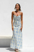Clarabelle Floral Ruffle Midi Dress for Women – Elegant Square Neck Summer Dress