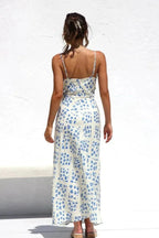 Clarabelle Floral Ruffle Midi Dress for Women – Elegant Square Neck Summer Dress