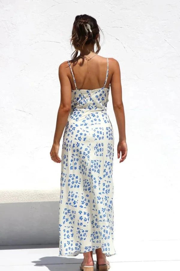 Clarabelle Floral Ruffle Midi Dress for Women – Elegant Square Neck Summer Dress