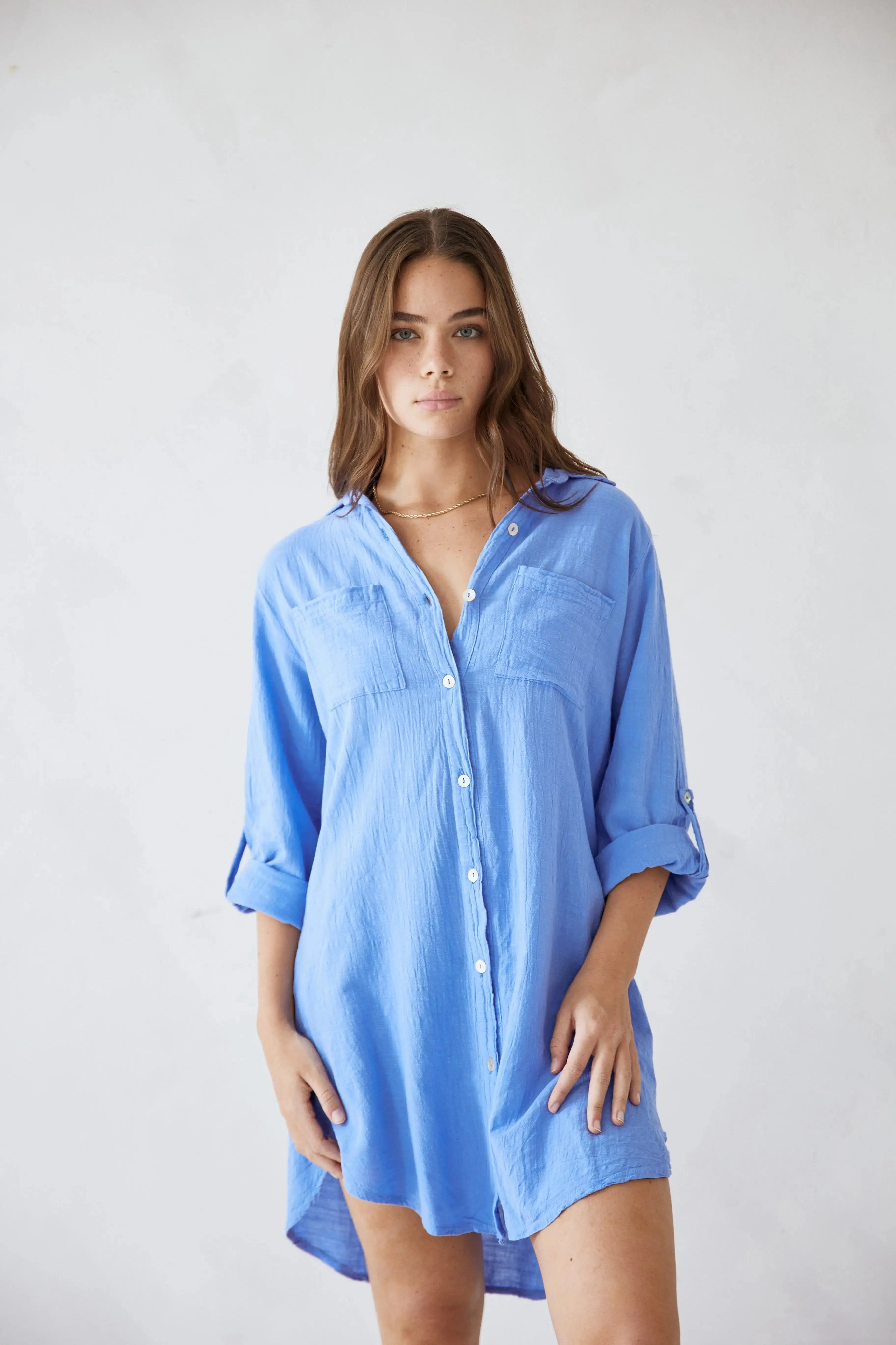 Women's Oversized Linen Shirt Dress Long Button Down Maxi Dress Summer Beach Cover Up