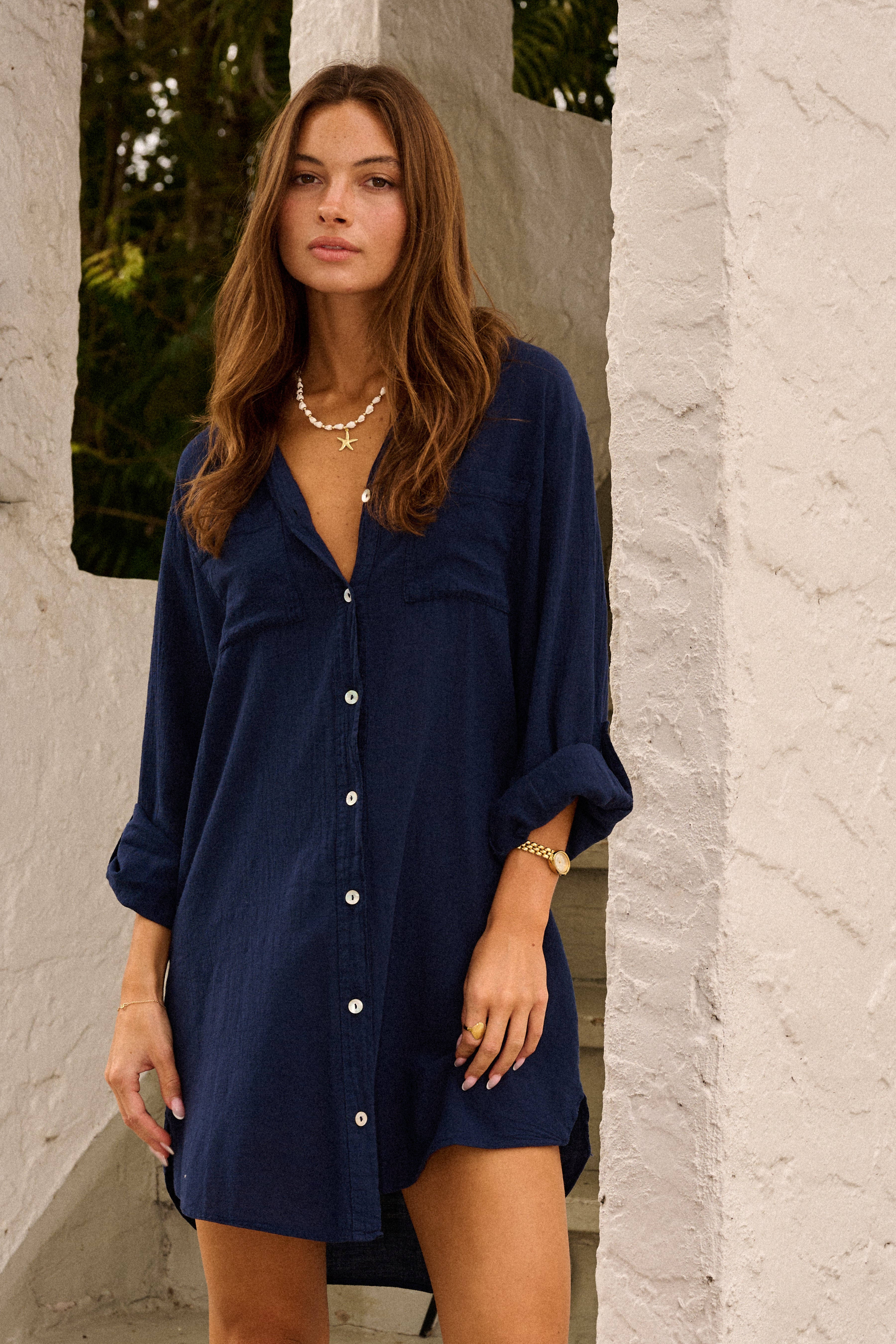 Women's Oversized Linen Shirt Dress Long Button Down Maxi Dress Summer Beach Cover Up