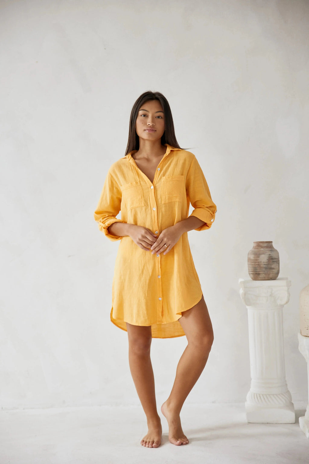 Women's Oversized Linen Shirt Dress Long Button Down Maxi Dress Summer Beach Cover Up