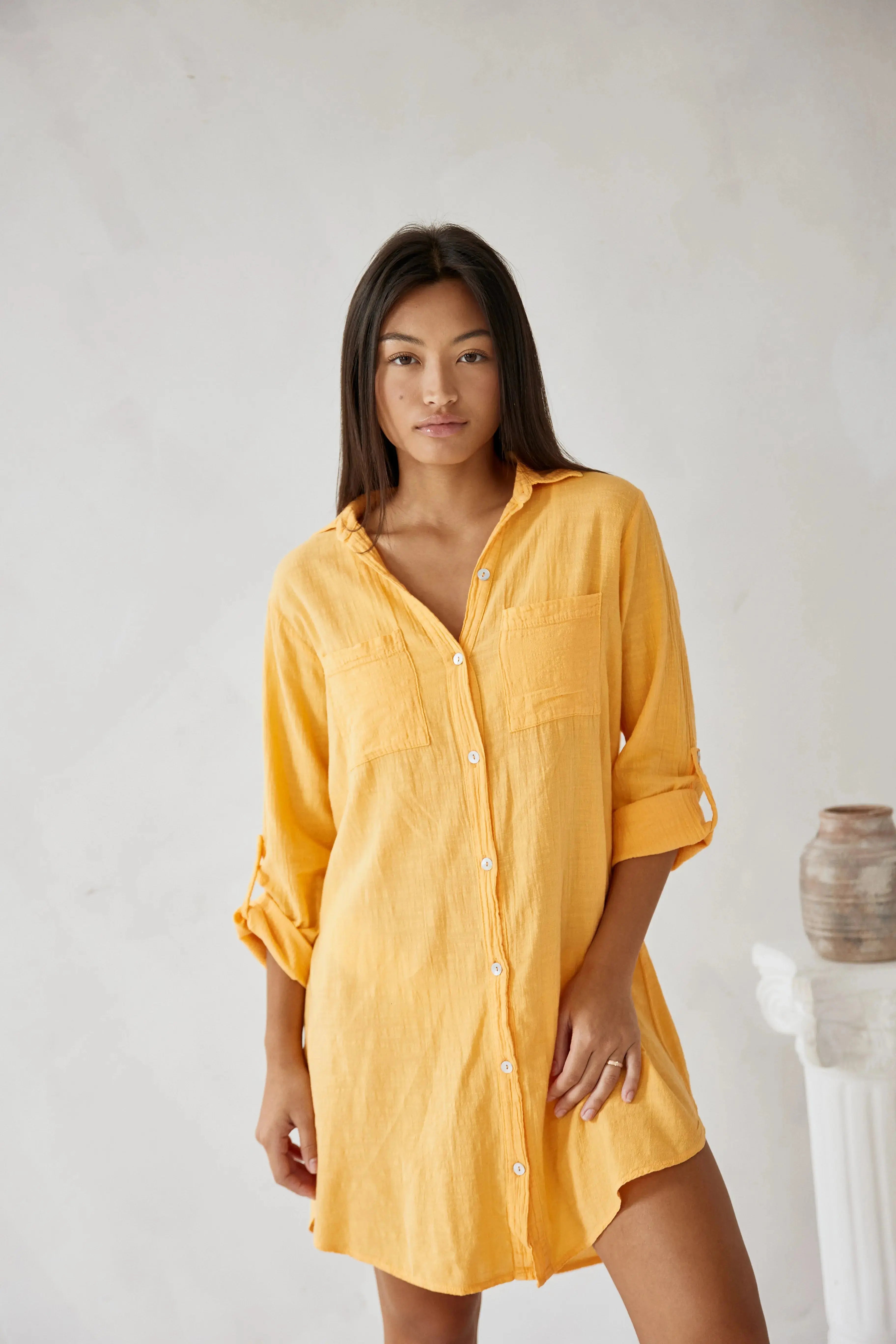 Women's Oversized Linen Shirt Dress Long Button Down Maxi Dress Summer Beach Cover Up