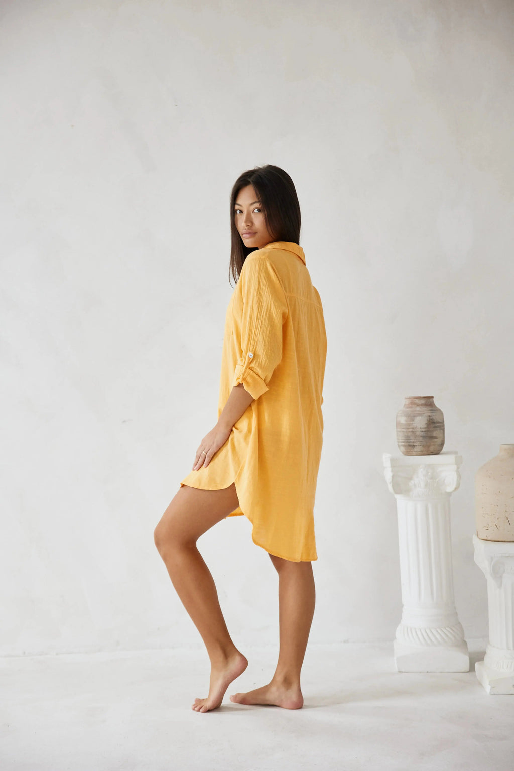 Women's Oversized Linen Shirt Dress Long Button Down Maxi Dress Summer Beach Cover Up