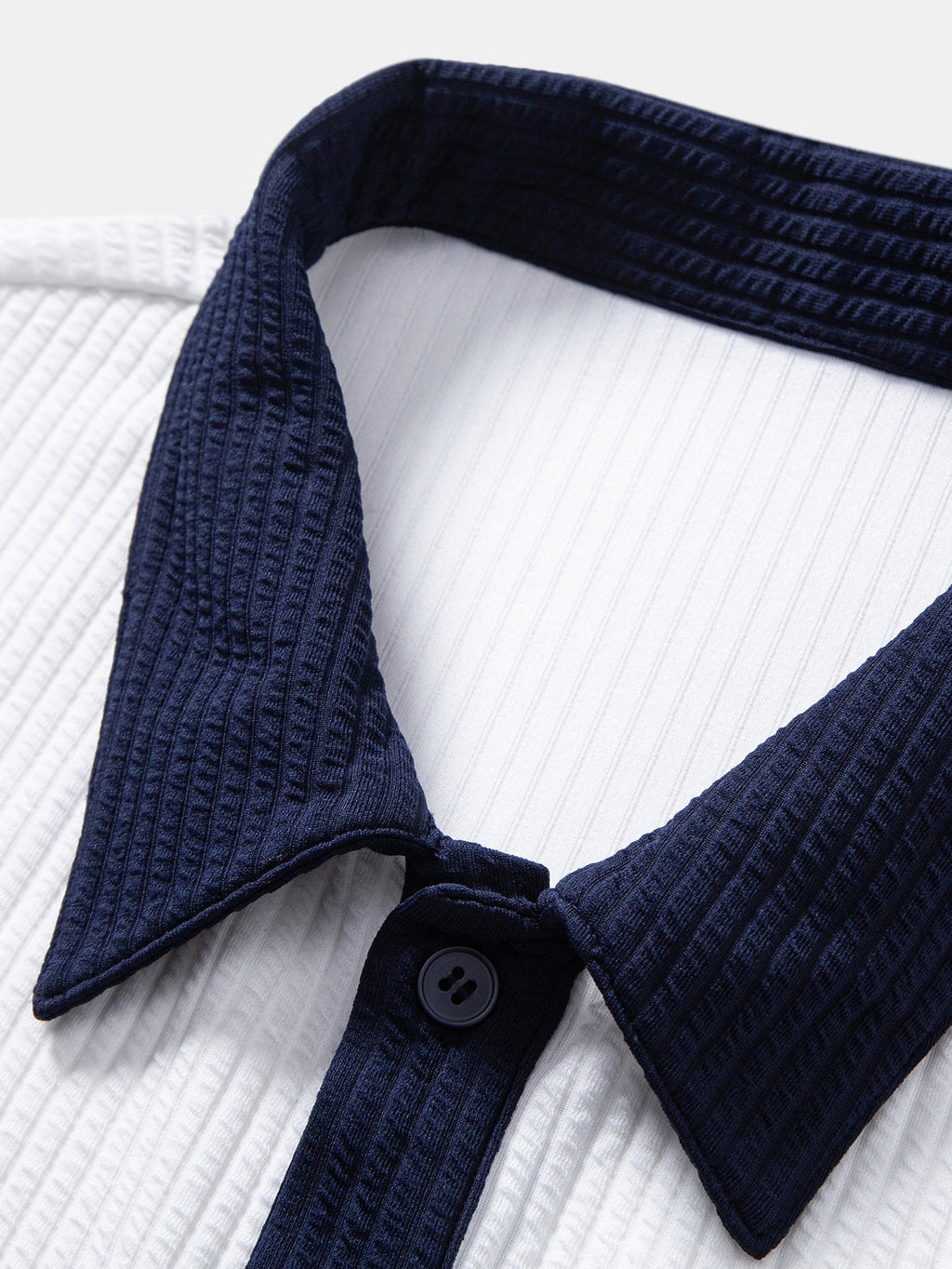 Men’s Contrast Stripe Button-Up Shirt – Modern Striped Casual Regular Fit Smart Casual Long Sleeve Shirt