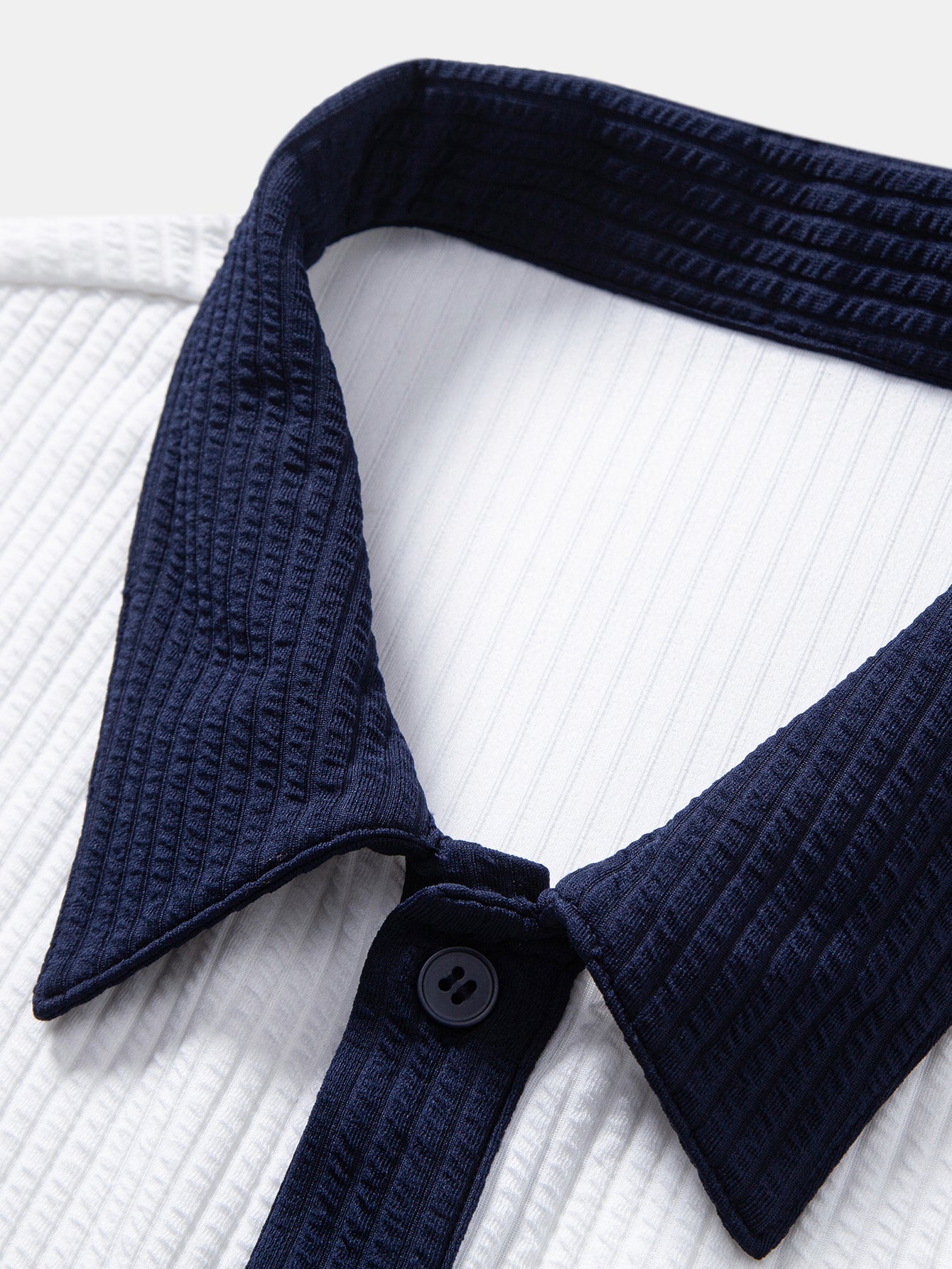 Men’s Contrast Stripe Button-Up Shirt – Modern Striped Casual Regular Fit Smart Casual Long Sleeve Shirt