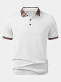 Men’s Contrast Collar Polo Shirt – Breathable Stretch Fabric Casual Smart Regular Fit Polo
