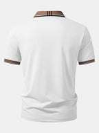 Men’s Contrast Collar Polo Shirt – Breathable Stretch Fabric Casual Smart Regular Fit Polo