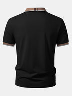 Men’s Contrast Collar Polo Shirt – Breathable Stretch Fabric Casual Smart Regular Fit Polo