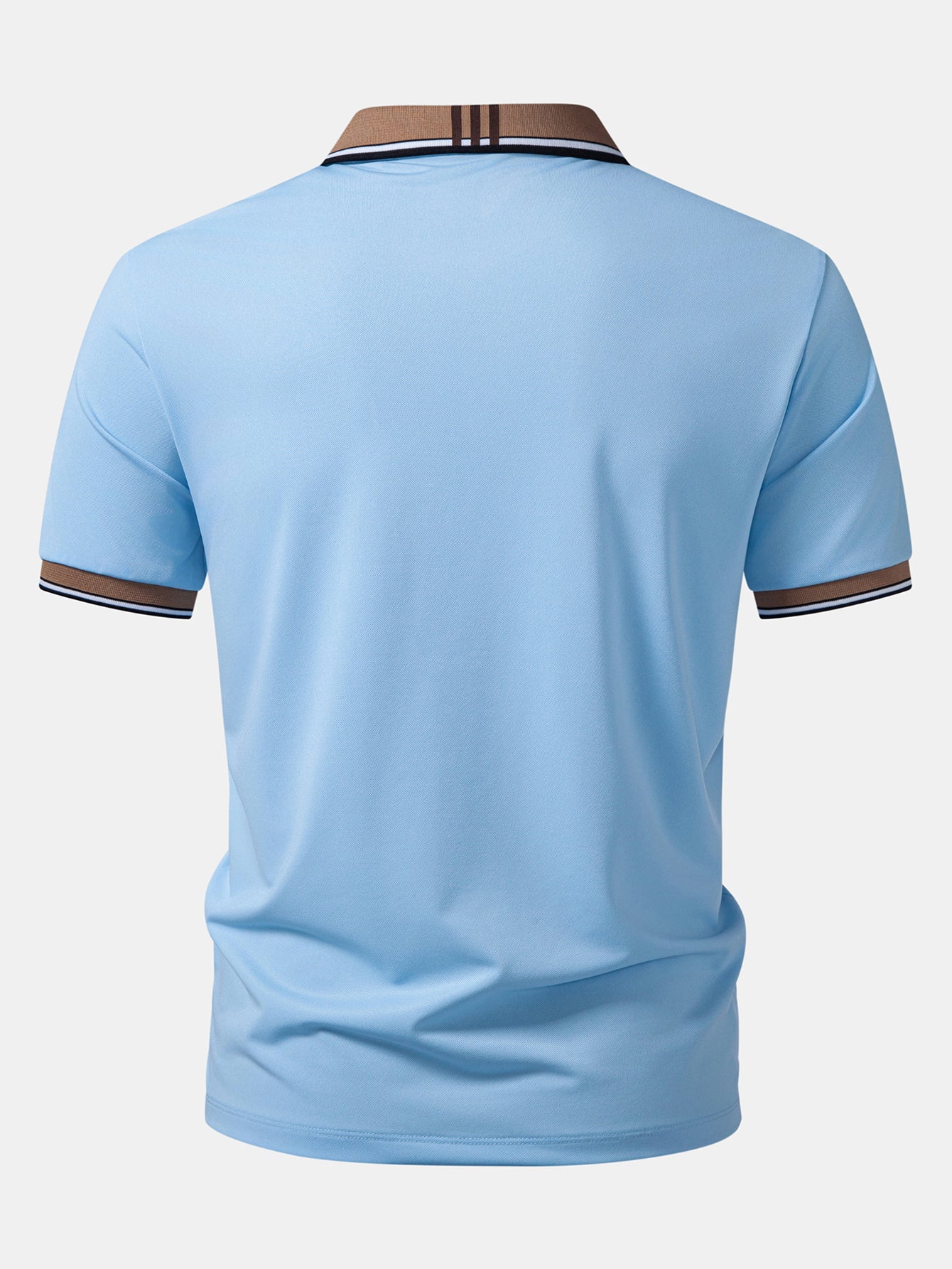 Men’s Contrast Collar Polo Shirt – Breathable Stretch Fabric Casual Smart Regular Fit Polo