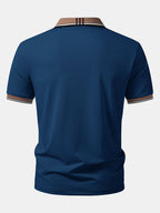 Men’s Contrast Collar Polo Shirt – Breathable Stretch Fabric Casual Smart Regular Fit Polo