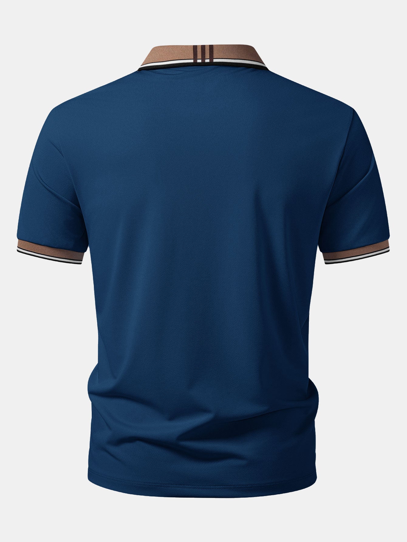 Men’s Contrast Collar Polo Shirt – Breathable Stretch Fabric Casual Smart Regular Fit Polo