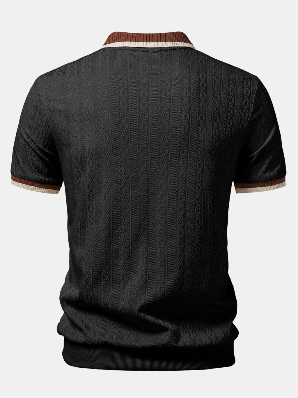 Men’s Twisted Jacquard Quarter-Zip Polo Shirt – Textured Breathable Smart Casual Regular Fit Top