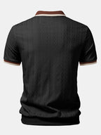 Men’s Twisted Jacquard Quarter-Zip Polo Shirt – Textured Breathable Smart Casual Regular Fit Top