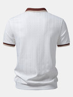 Men’s Twisted Jacquard Quarter-Zip Polo Shirt – Textured Breathable Smart Casual Regular Fit Top