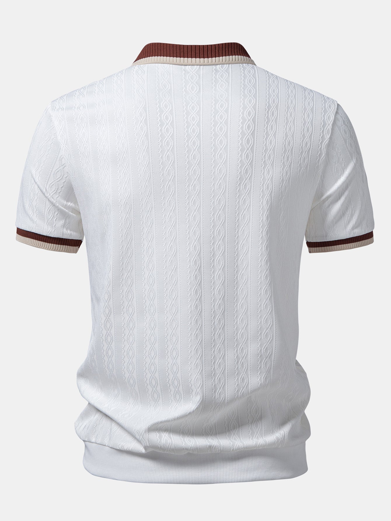 Men’s Twisted Jacquard Quarter-Zip Polo Shirt – Textured Breathable Smart Casual Regular Fit Top