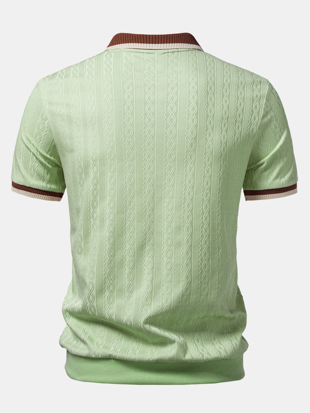 Men’s Twisted Jacquard Quarter-Zip Polo Shirt – Textured Breathable Smart Casual Regular Fit Top
