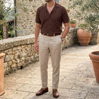 Men’s Short Sleeve Camp Collar Shirt – Ultrasoft Textured Knit Button-Up Casual Shirt