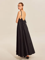 Women’s 100% Cotton Backless Maxi Dress – Adjustable Straps V-Neck Sleeveless Summer Dress for Vacation & Events