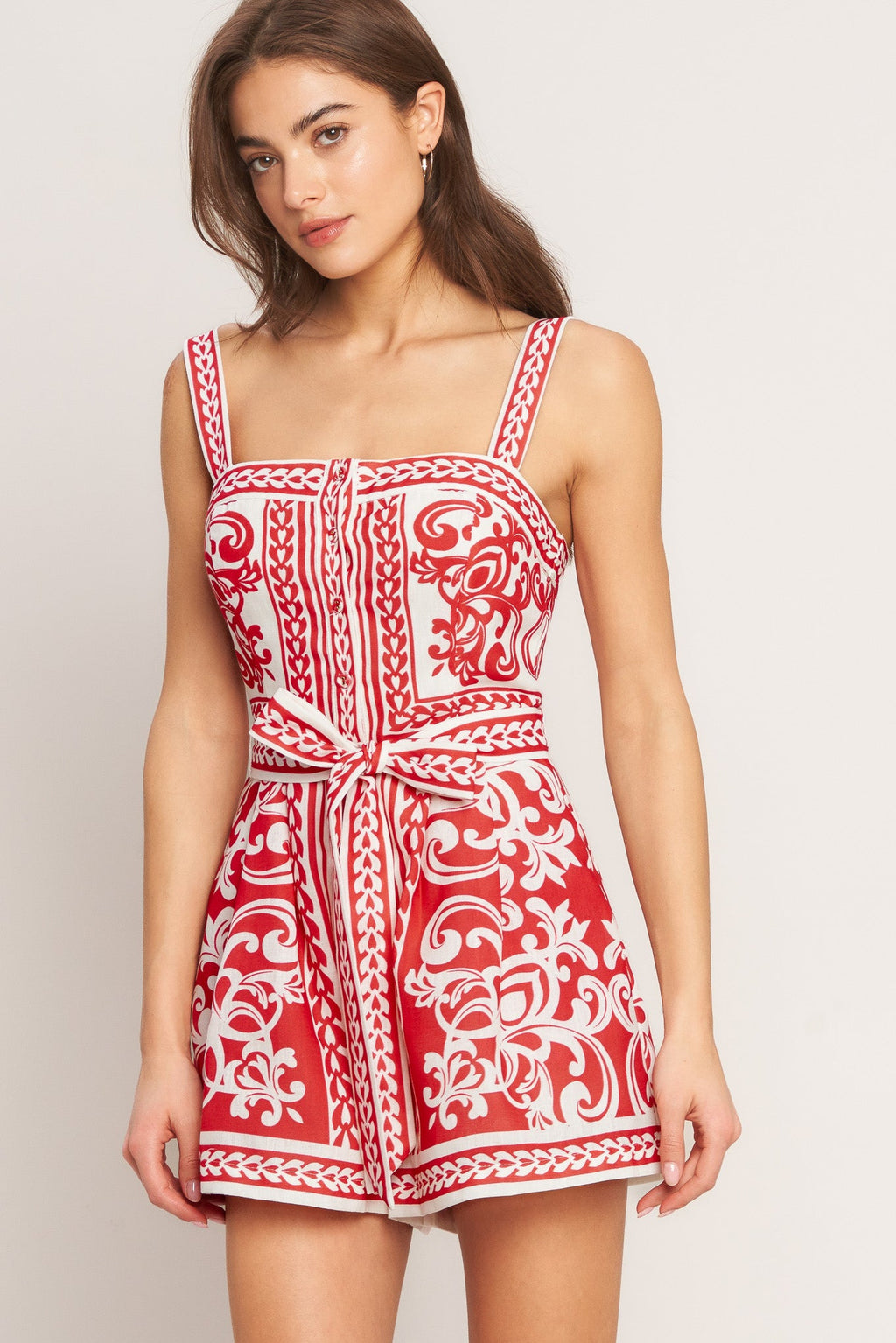Printed Button Down Woven Romper