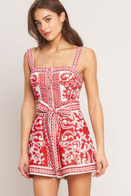 Printed Button Down Woven Romper
