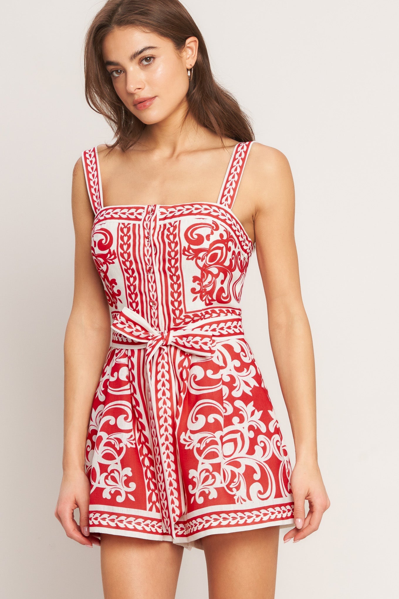 Printed Button Down Woven Romper