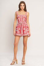 Printed Button Down Woven Romper