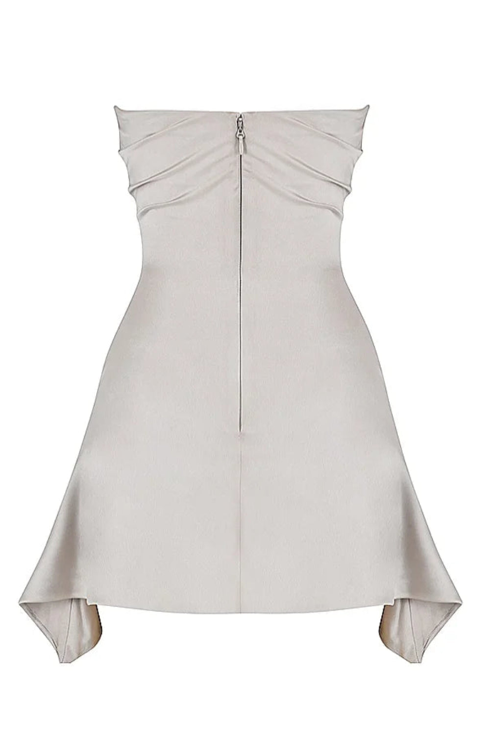Eesha Satin Corset Midi Dress – Draped Asymmetrical Ruched Evening Dress