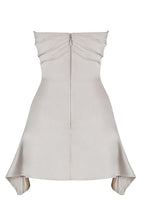 Eesha Satin Corset Midi Dress – Draped Asymmetrical Ruched Evening Dress