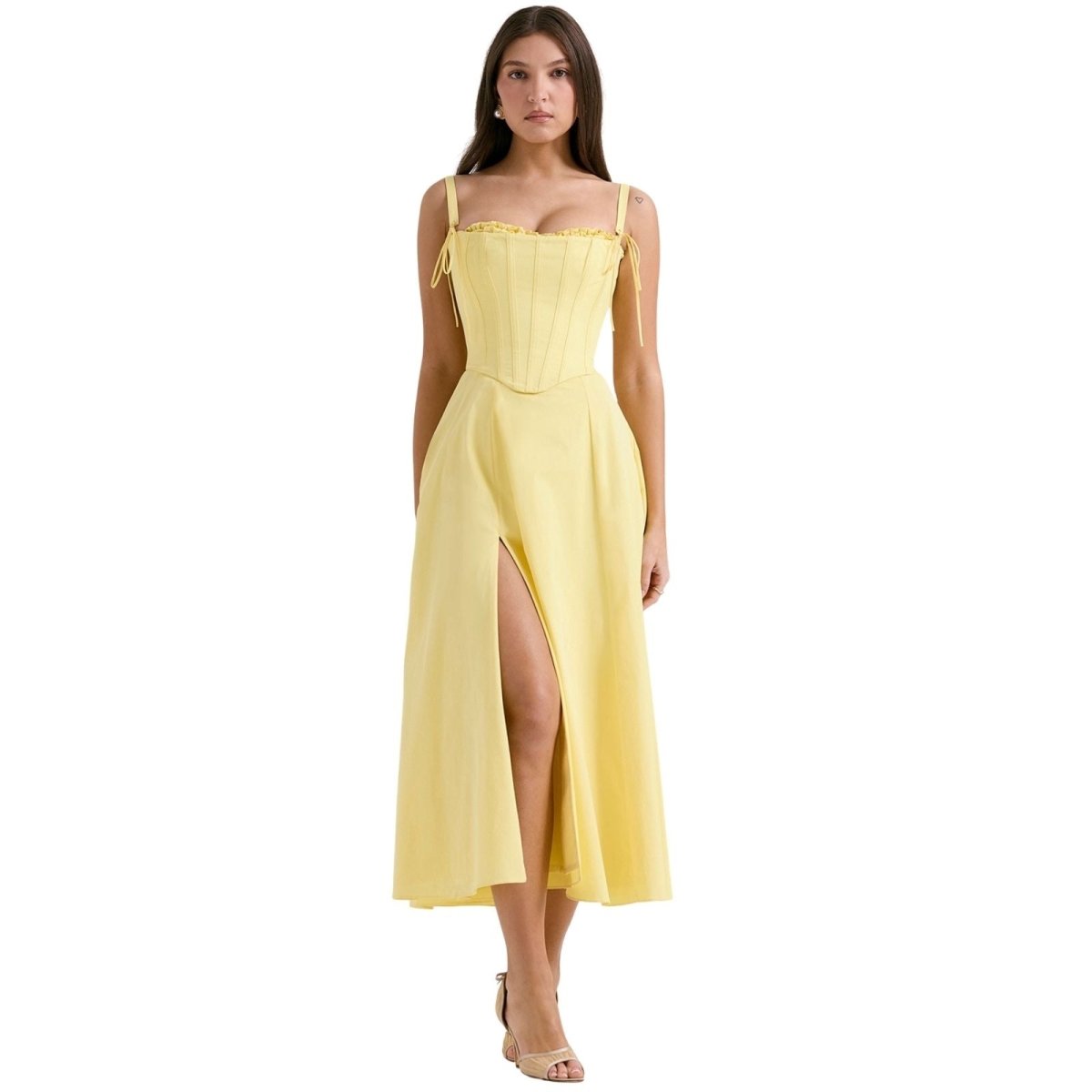 Women's Black Strapless Corset Bodice Fit-and-Flare Dress Sweetheart Neck Party & Night Out