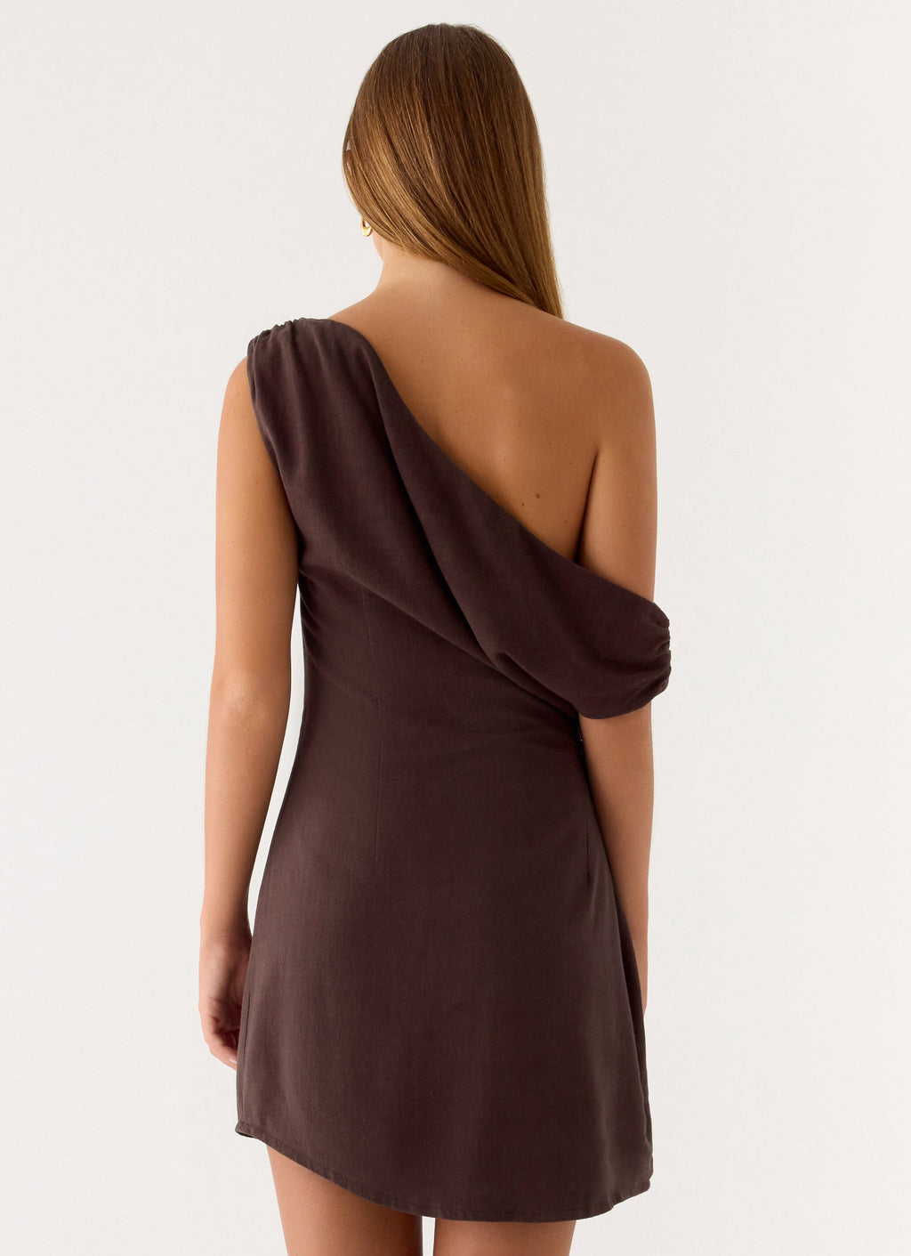Mini Dress with Asymmetrical Neckline & Fully Lined Design for Effortless Style