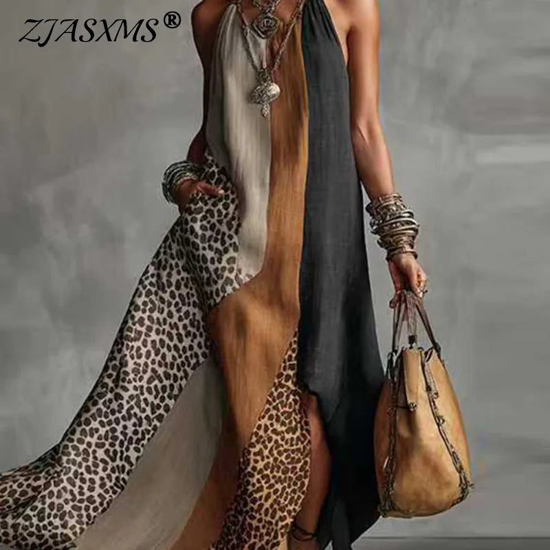 Elegant Collection | Women's Maxi Dress with Split Hem & Halter Neck | Stylish Summer Dress for Parties