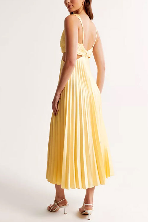 Elegant Pleated Maxi Dress for Women – Flowing A-Line Formal & Casual Long Dress
