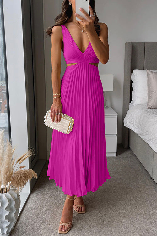 Elegant Pleated Maxi Dress for Women – Flowing A-Line Formal & Casual Long Dress