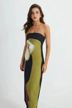 Kouvr Elizabeth Strapless Maxi Dress – Abstract Calla Lily Satin-Crepe Gown