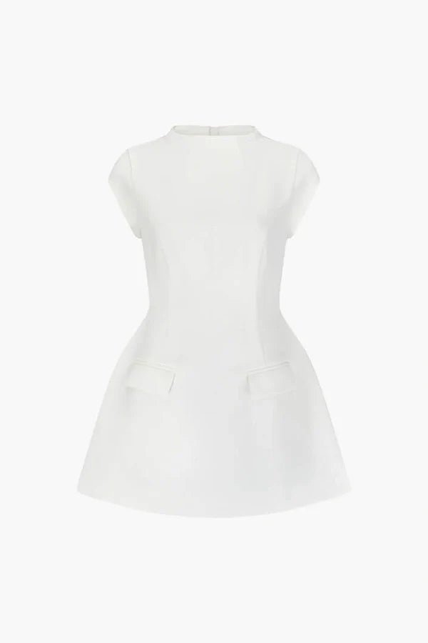 Ella Sculptural A-Line Dress – Italian Bonded Crepe Minimalist Statement Dress