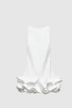 Elspeth Bubble Hem Mini Dress – Structured Crepe & Taffeta Statement Dress