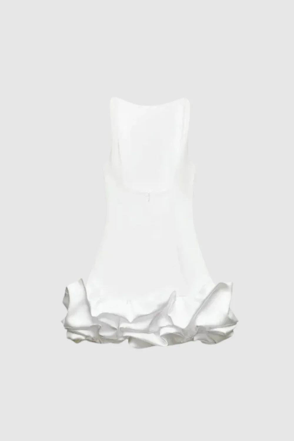 Elspeth Bubble Hem Mini Dress – Structured Crepe & Taffeta Statement Dress