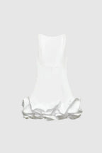 Elspeth Bubble Hem Mini Dress – Structured Crepe & Taffeta Statement Dress