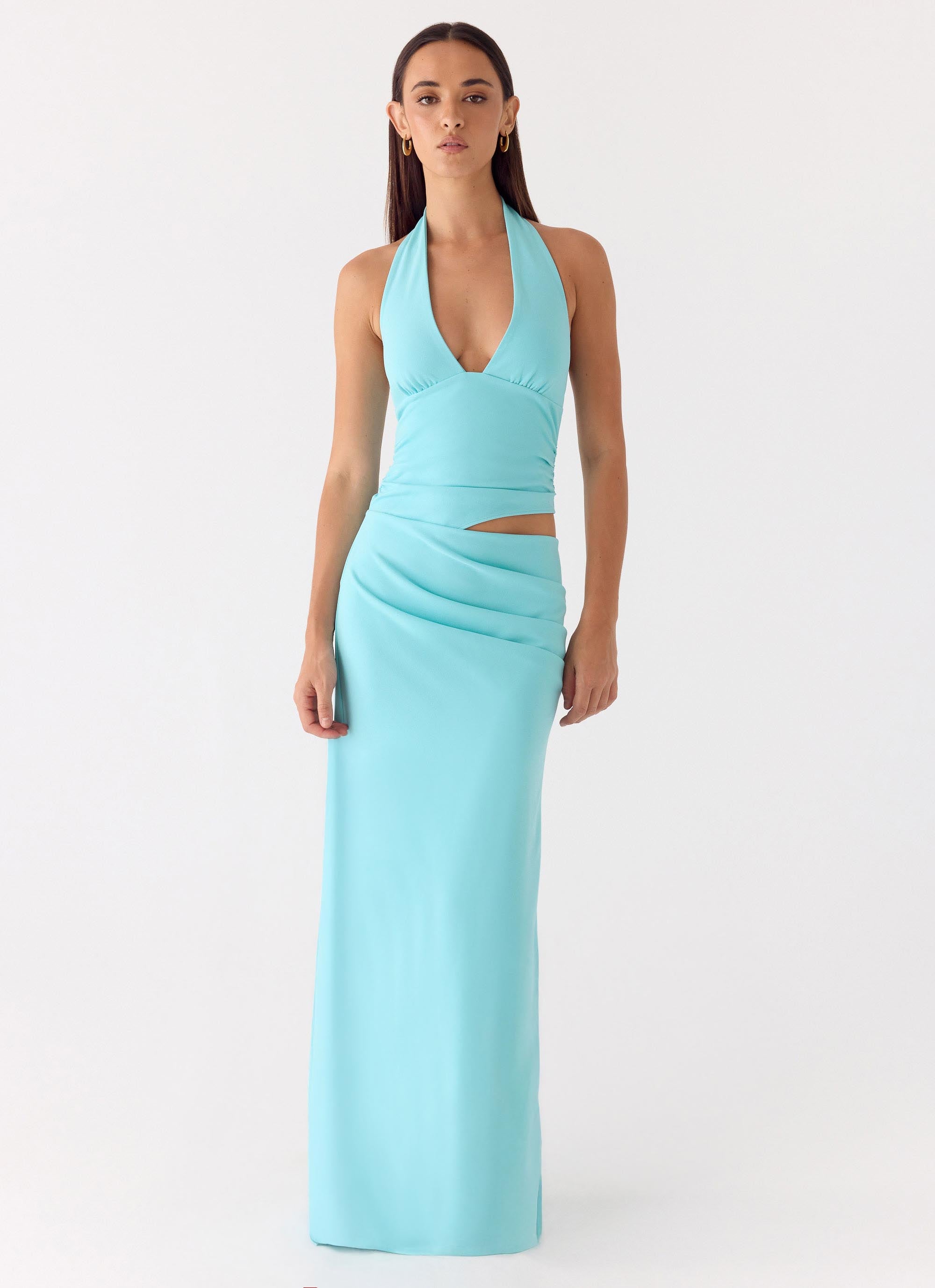 Emily | Elegant Halter Neck Maxi Dress 0